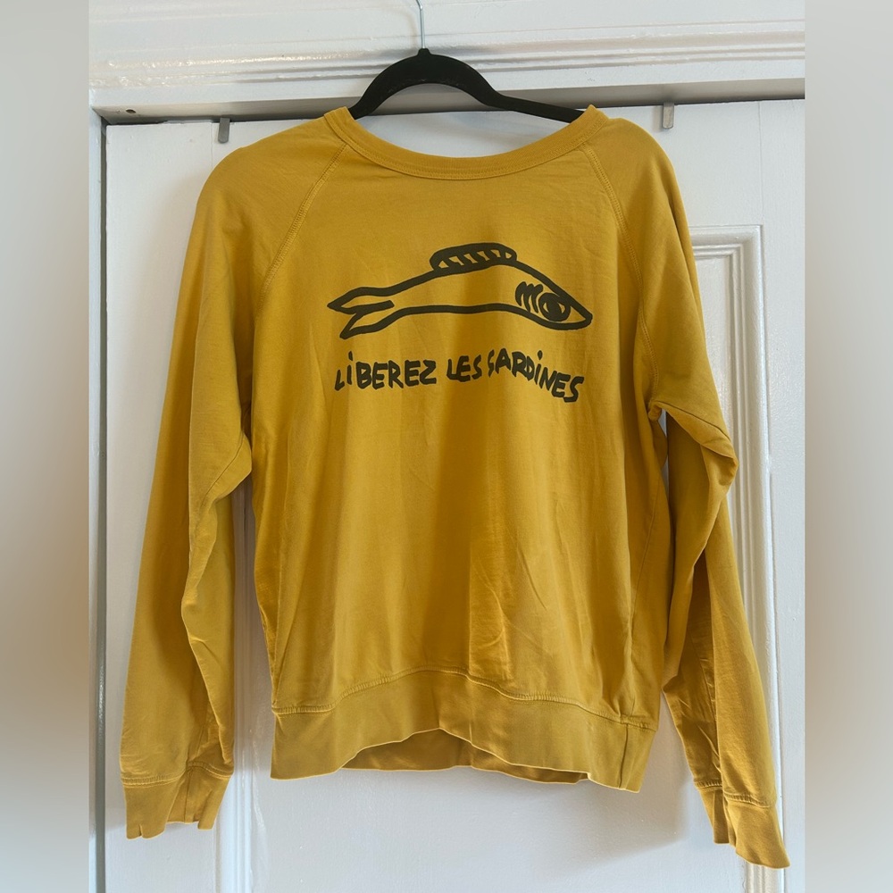 Clare V yellow Liberez Le Sardines sweatshirt